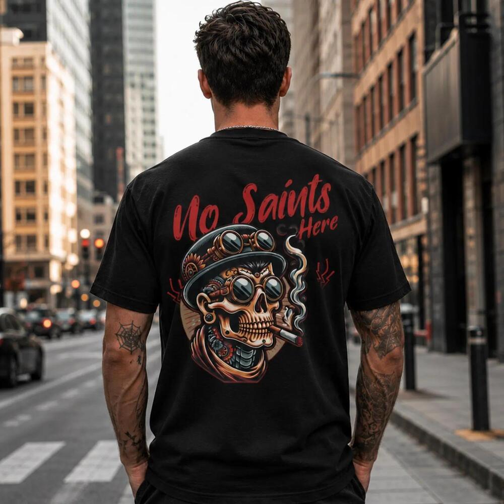 Skull Graphic Tee, S Biker Shirt, Alternative Streetwear Tee, Rock Graphic